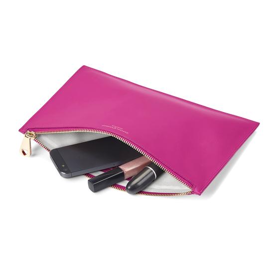 Large Essential Flat Pouch in Orchid Saffiano from Aspinal of London