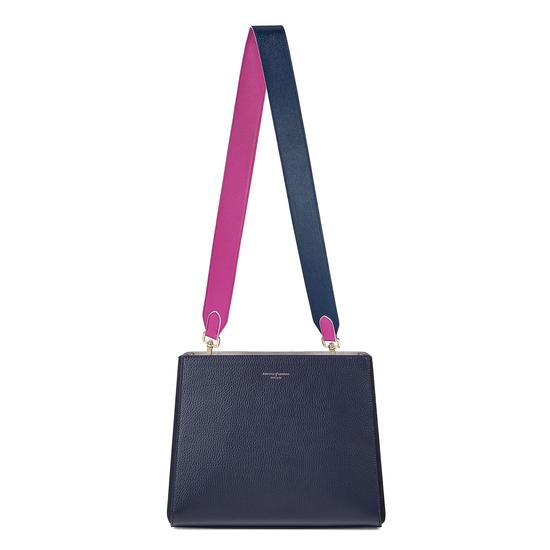 Small Ella Hobo in Bluemoon Pebble with Orchid & Navy Strap from Aspinal of London