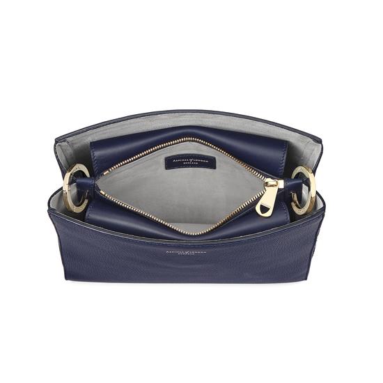 Small Ella Hobo in Bluemoon Pebble with Orchid & Navy Strap from Aspinal of London