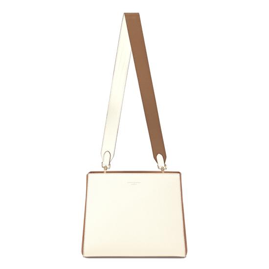 Small Ella Hobo in Ivory Pebble with Ivory & Camel Strap from Aspinal of London
