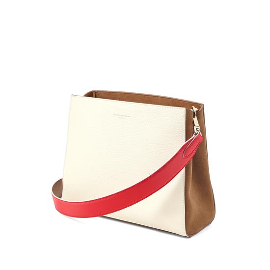 Small Ella Hobo in Ivory Pebble with Dahlia & Camel Strap from Aspinal of London