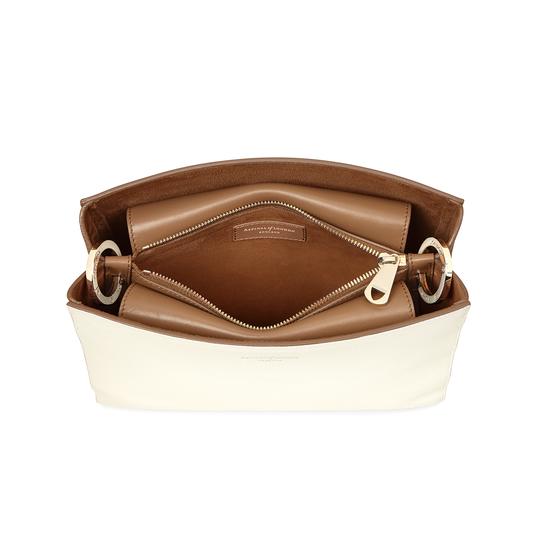 Small Ella Hobo in Ivory Pebble with Dahlia & Camel Strap from Aspinal of London