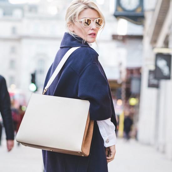 Large Ella Hobo in Ivory Pebble with Ivory & Camel Strap from Aspinal of London