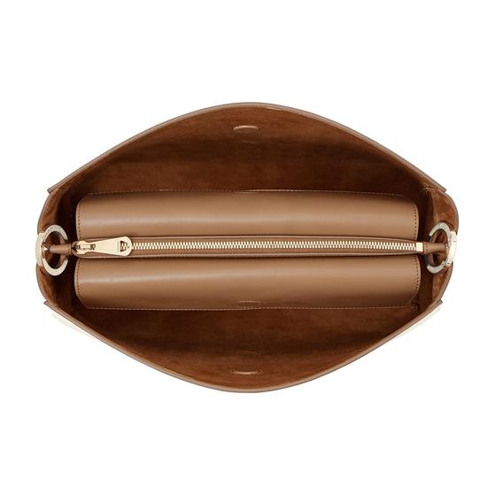 Large Ella Hobo in Ivory Pebble with Ivory & Camel Strap from Aspinal of London