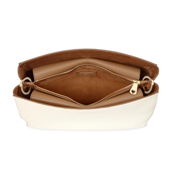 Large Ella Hobo in Ivory Pebble with Ivory & Camel Strap from Aspinal of London