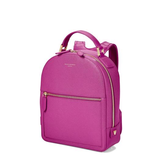 Small Mount Street Backpack in Orchid Saffiano from Aspinal of London