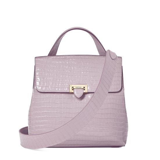 Soho Backpack in Deep Shine Lilac Small Croc from Aspinal of London