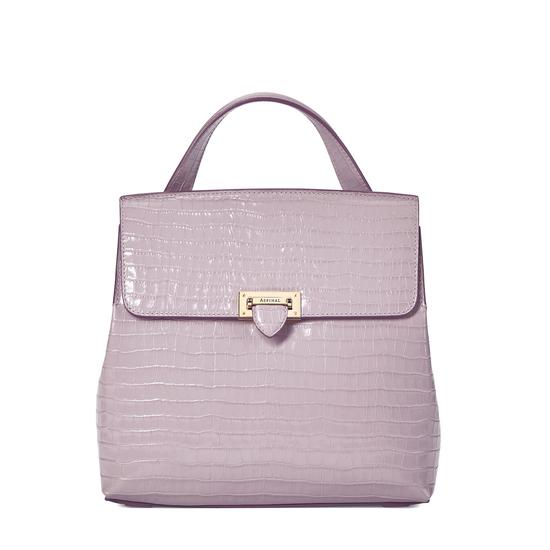 Soho Backpack in Deep Shine Lilac Small Croc from Aspinal of London