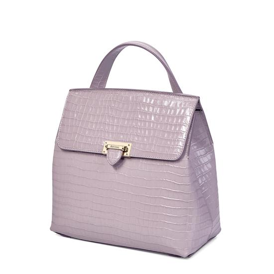 Soho Backpack in Deep Shine Lilac Small Croc from Aspinal of London