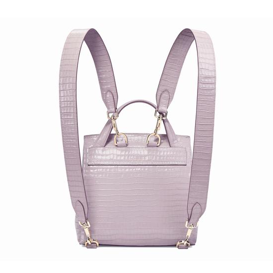 Soho Backpack in Deep Shine Lilac Small Croc from Aspinal of London