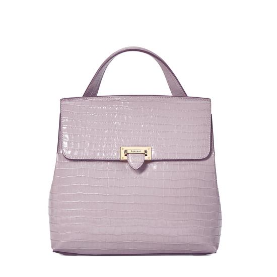Soho Backpack in Deep Shine Lilac Small Croc from Aspinal of London
