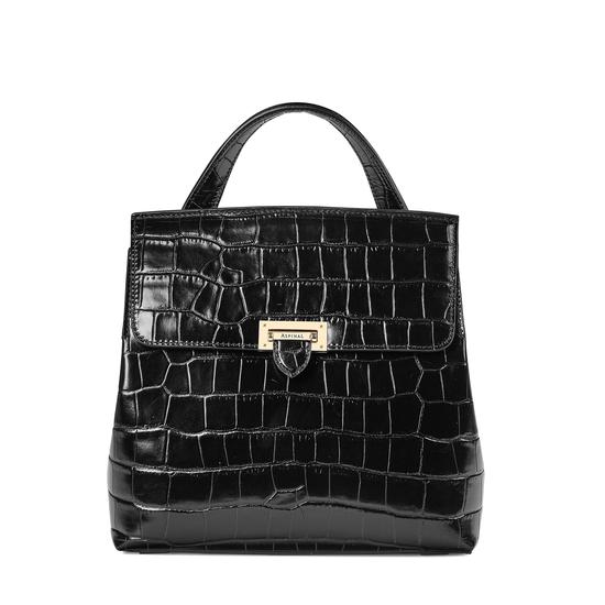 Soho Backpack in Deep Shine Black Croc from Aspinal of London