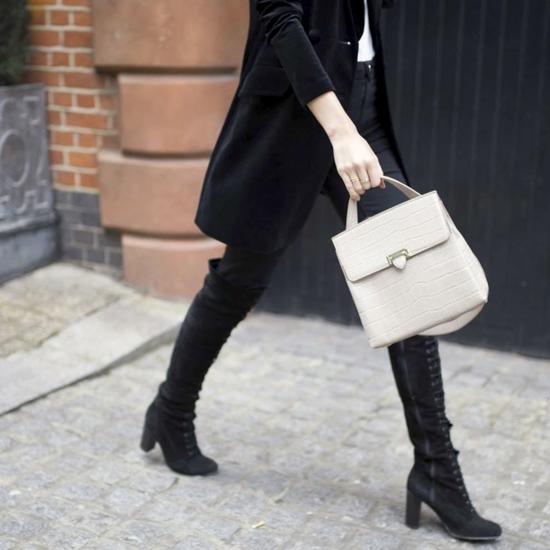 Soho Backpack in Deep Shine Black Croc from Aspinal of London