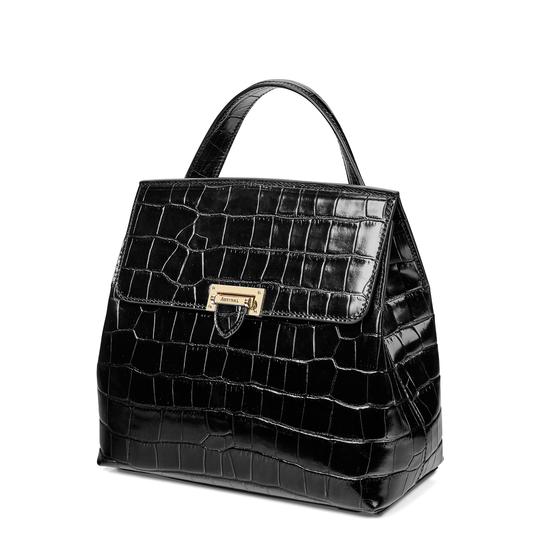 Soho Backpack in Deep Shine Black Croc from Aspinal of London