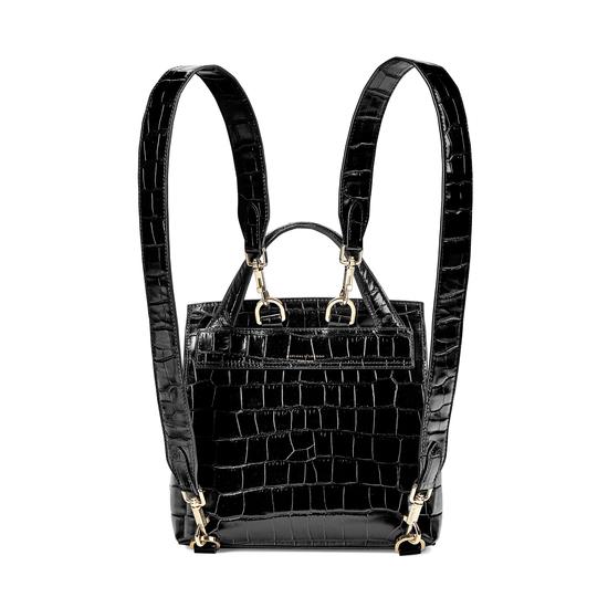 Soho Backpack in Deep Shine Black Croc from Aspinal of London