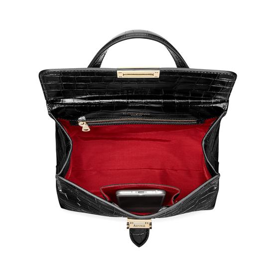 Soho Backpack in Deep Shine Black Croc from Aspinal of London