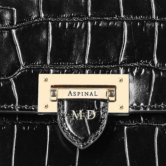Soho Backpack in Deep Shine Black Croc from Aspinal of London
