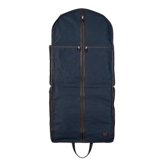 Aerodrome Travel Carrier in Navy Canvas & Dark Brown Pebble from Aspinal of London