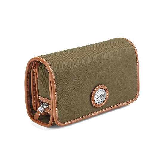 Aerodrome Travel Pack in Khaki Canvas & Smooth Tan from Aspinal of London