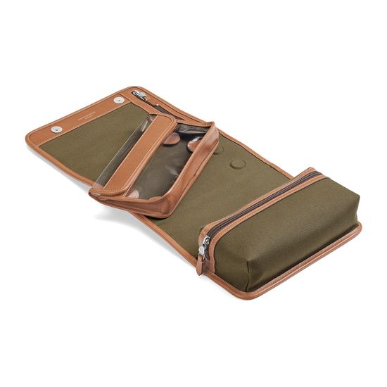 Aerodrome Travel Pack in Khaki Canvas & Smooth Tan from Aspinal of London