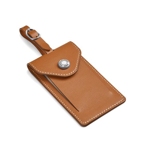 Aerodrome Luggage Tag in Smooth Tan from Aspinal of London
