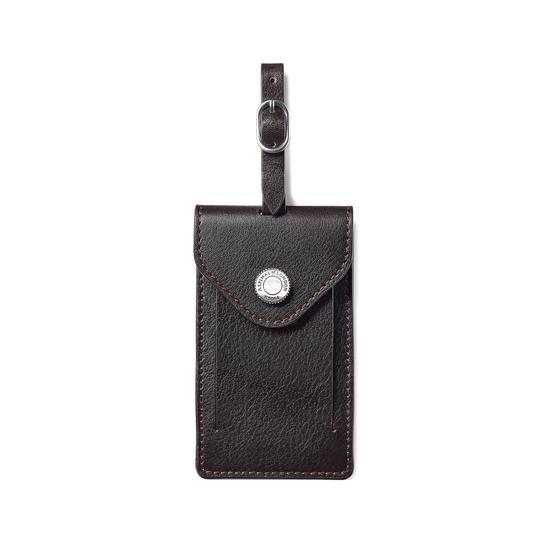 Aerodrome Luggage Tag in Dark Brown Pebble from Aspinal of London
