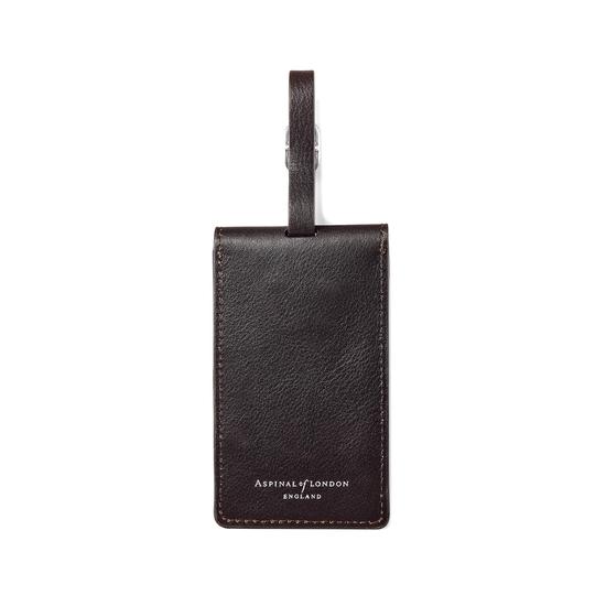Aerodrome Luggage Tag in Dark Brown Pebble from Aspinal of London