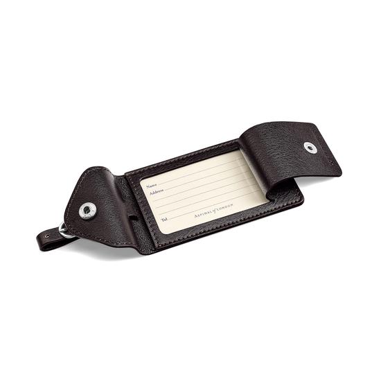 Aerodrome Luggage Tag in Dark Brown Pebble from Aspinal of London