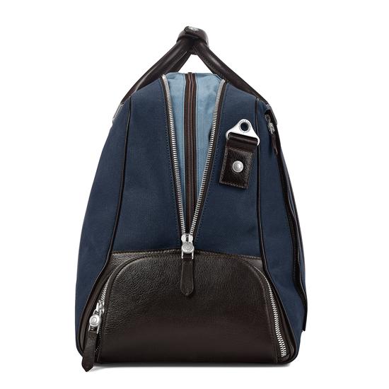 Aerodrome Long Weekender in Navy Canvas & Dark Brown Pebble from Aspinal of London
