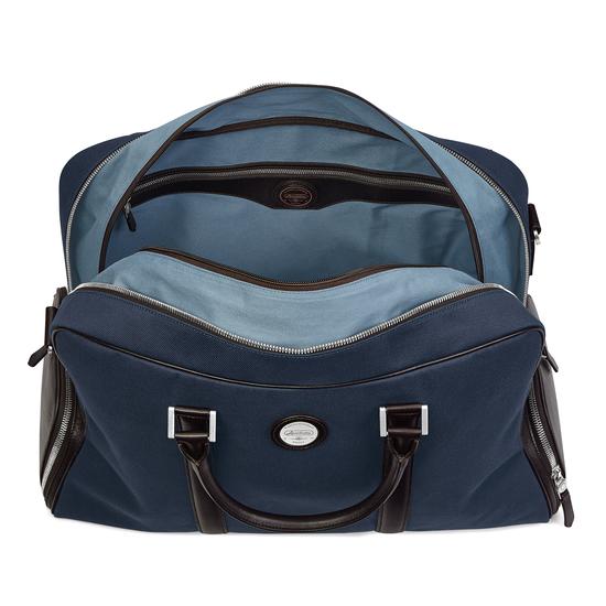 Aerodrome Long Weekender in Navy Canvas & Dark Brown Pebble from Aspinal of London