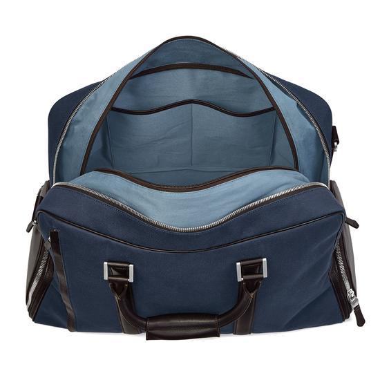 Aerodrome Long Weekender in Navy Canvas & Dark Brown Pebble from Aspinal of London