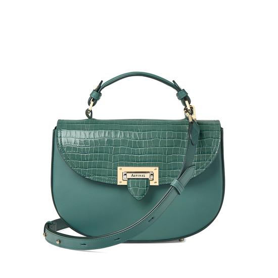 Letterbox Saddle Bag in Deep Shine Sage Small Croc & Smooth Sage from Aspinal of London