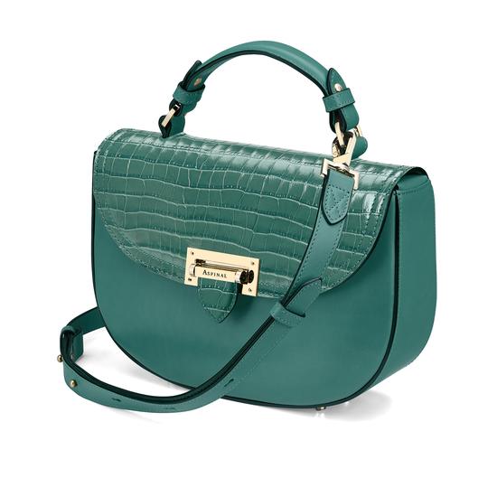 Letterbox Saddle Bag in Deep Shine Sage Small Croc & Smooth Sage from Aspinal of London