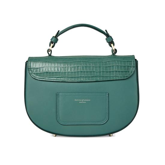 Letterbox Saddle Bag in Deep Shine Sage Small Croc & Smooth Sage from Aspinal of London