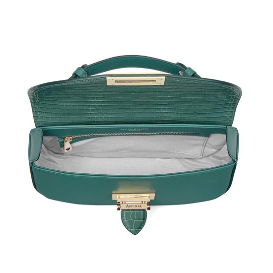 Letterbox Saddle Bag in Deep Shine Sage Small Croc & Smooth Sage from Aspinal of London
