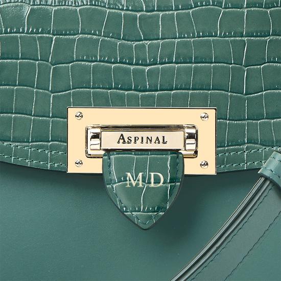 Letterbox Saddle Bag in Deep Shine Sage Small Croc & Smooth Sage from Aspinal of London