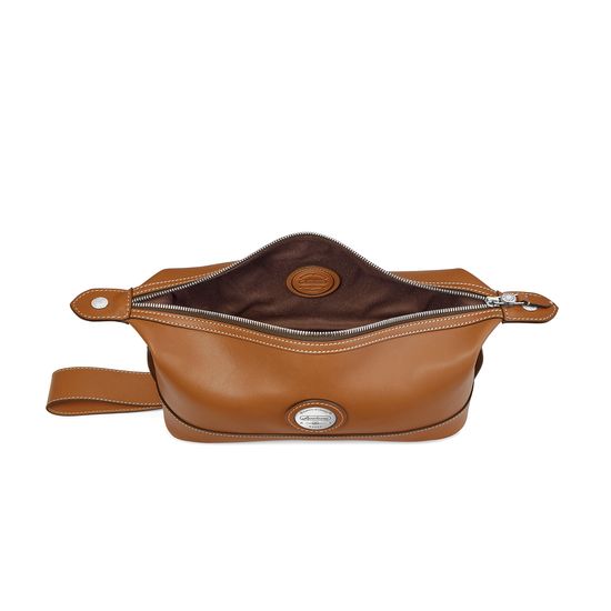 Aerodrome Zip Washbag in Smooth Tan from Aspinal of London