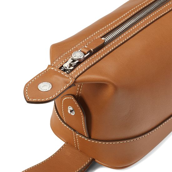 Aerodrome Zip Washbag in Smooth Tan from Aspinal of London