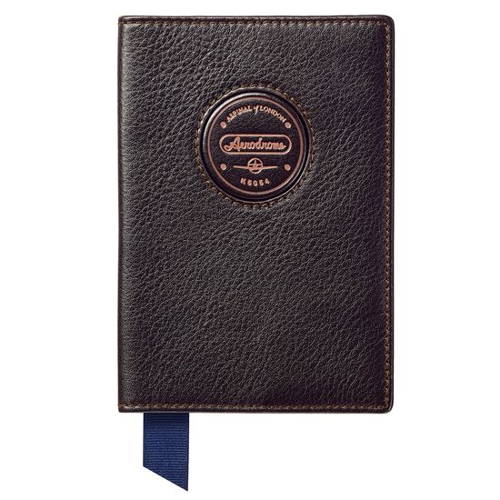 Aerodrome Passport Cover in Dark Brown Pebble from Aspinal of London
