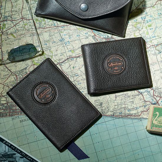 Aerodrome Passport Cover in Dark Brown Pebble from Aspinal of London