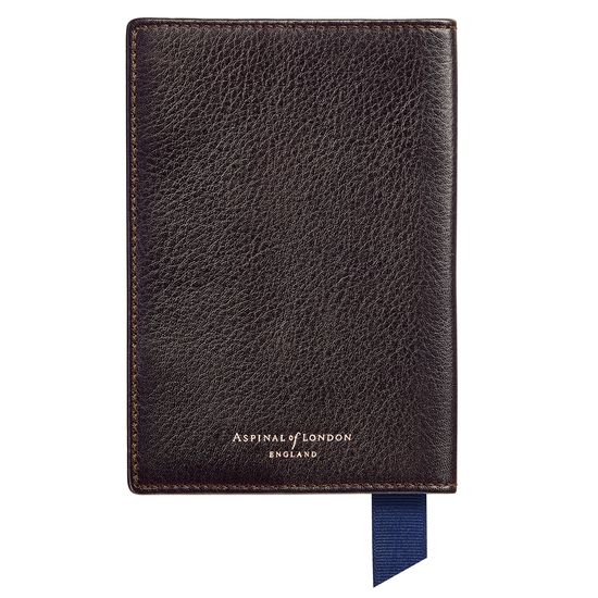 Aerodrome Passport Cover in Dark Brown Pebble from Aspinal of London