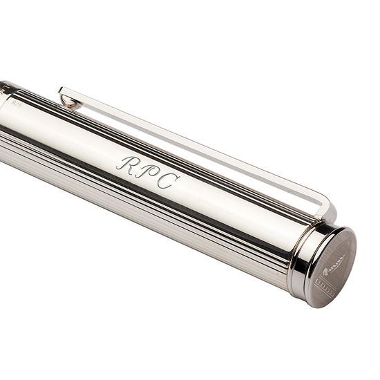 Sterling Silver & Leather Rollerball Pen in Grass Green Lizard from Aspinal of London