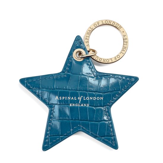 Star Keyring in Deep Shine Topaz Small Croc from Aspinal of London