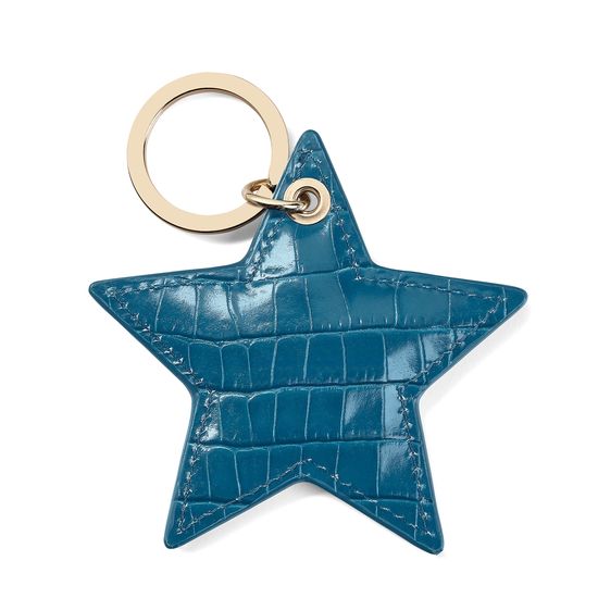 Star Keyring in Deep Shine Topaz Small Croc from Aspinal of London