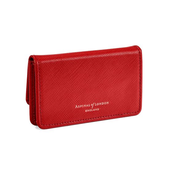 Business & Credit Card Case in Scarlet Saffiano from Aspinal of London