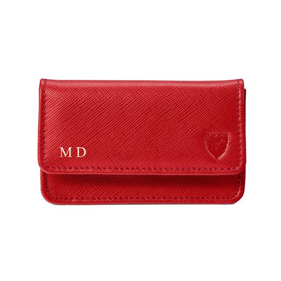 Business & Credit Card Case in Scarlet Saffiano from Aspinal of London