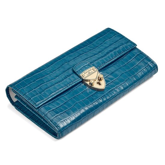 Mayfair Purse in Deep Shine Topaz Small Croc from Aspinal of London