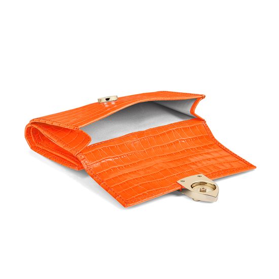 Small Mayfair Purse in Deep Shine Amber Small Croc from Aspinal of London