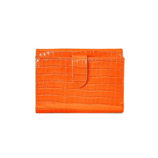 Small Mayfair Purse in Deep Shine Amber Small Croc from Aspinal of London