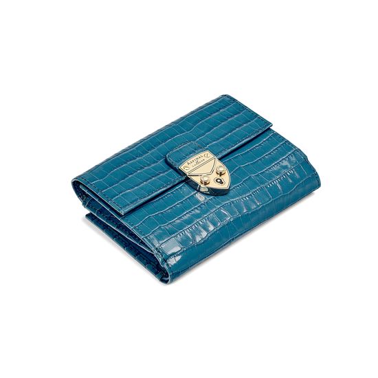 Small Mayfair Purse in Deep Shine Topaz Small Croc from Aspinal of London